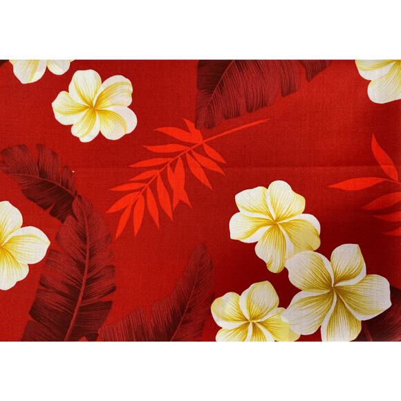 Printex Fabric Red Orange Hibiscus Tropical Print Fabric Vintage - Picture 3 of 6